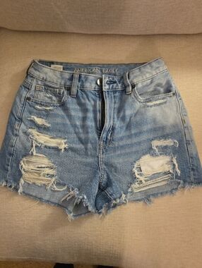 American Eagle Outfitters Light Blue Distressed Denim Shorts